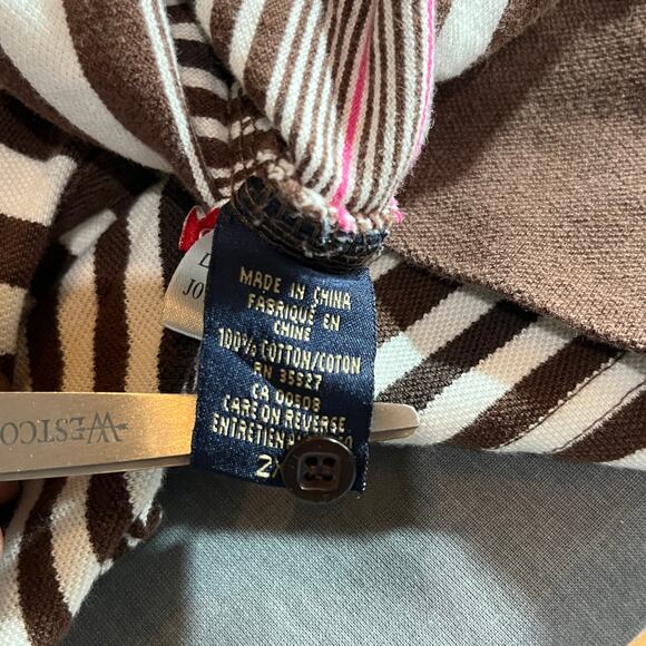 Vintage Francois Girbaud Polo Shirt‎ Mens 2XL Brown Striped Short Sleeve 90s Y2K - Picture 8 of 12